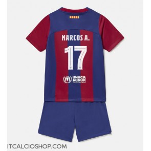 Barcelona Marcos Alonso #17 Prima Maglia Bambino 2023-24 Manica Corta (+ Pantaloni corti)